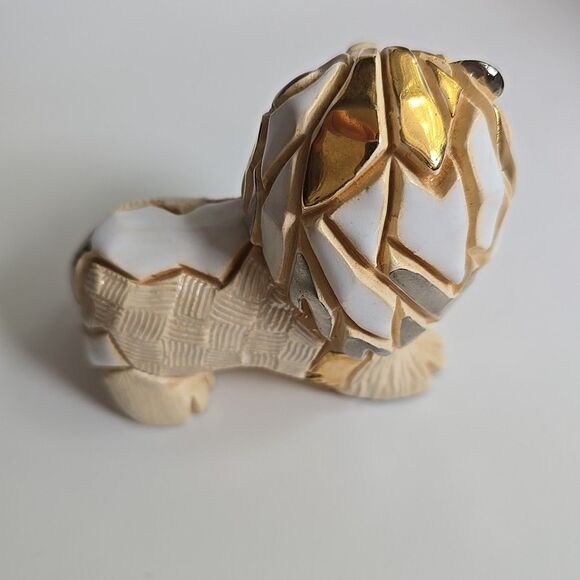 Artesania Rinconada Lion 3.5"L Baby 2" limited color White Gold Pottery Figurine - Picture 8 of 16